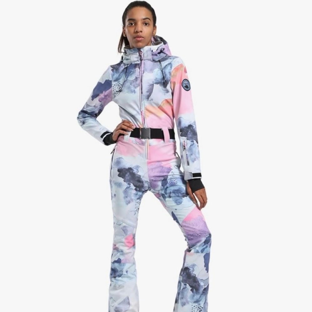 Stylish Women's Pink and Blue Ski Jacket